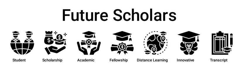 Future Scholars banner web icon vector illustration concept for education with icon of Student, Scholarship, Academic, Fellowship, Distance Learning, Innovative.