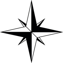 Black compass rose icon navigation symbol directional star