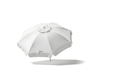 White beach umbrella casting a shadow on a bright surface