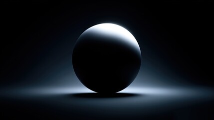 minimalistic artistic portrayal, expressive representation of sphere on shadowed surface with rim glow