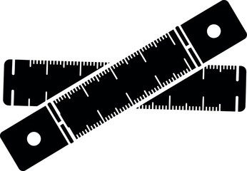 Vintage ruler icon measuring tool silhouette