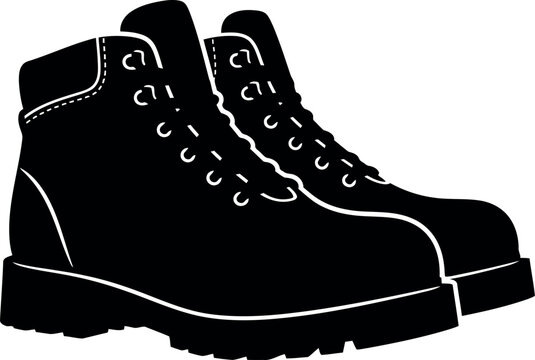 Black work boots silhouette