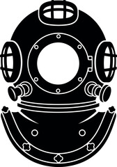 Fototapeta premium Vintage diving helmet silhouette
