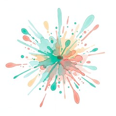 Colorful abstract watercolor splash explosion isolated on white background