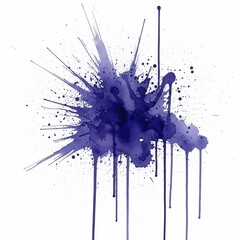 Abstract purple ink splash and drips isolated on white background