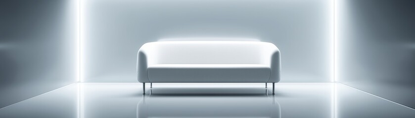 Obraz premium chic modern room highlighting sophisticated furniture amid luminous panel lighting and polished flooring