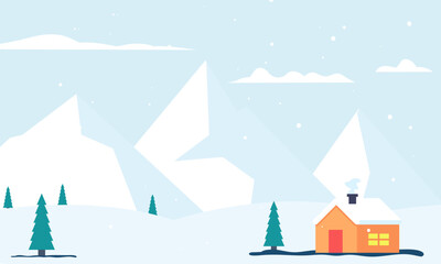 winter mountains snowy forest landscape design vector illustration