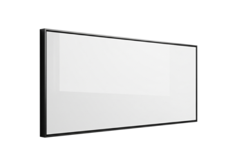 Modern blank digital display with sleek black frame and smooth reflective surface, providing a pristine, realistic canvas for sophisticated presentations and detailed visual