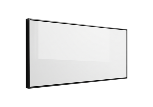 Modern blank digital display with sleek black frame and smooth reflective surface, providing a pristine, realistic canvas for sophisticated presentations and detailed visual