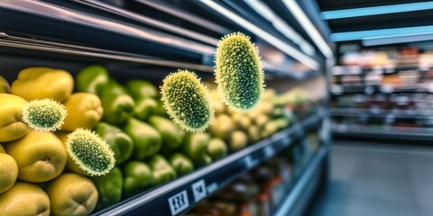Unseen Microbial Threats in Grocery Stores Bacteria Contamination on Fresh Produce and Fruits