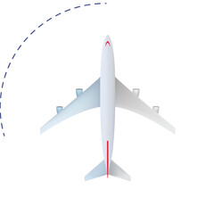 Top View of Commercial Airplane in Flight