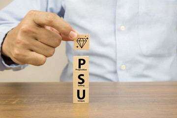 Unique selling proposition (USP), marketing strategy concept. The competitive advantage of product and service and attract customers. Differentiate from the competition, unique benefits and features.