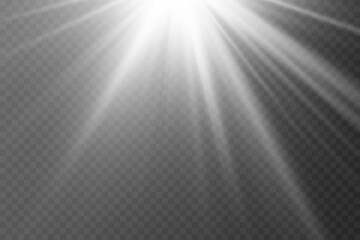 White spotlight beams with an even glow. On a transparent background.