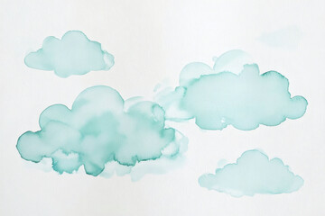 Light Teal Watercolor Clouds with Minimal Texture, Elegant Clean Composition and Transformative Teal 2026 Background for Modern Artistic Design