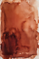 Rich Mahogany Watercolor Background with Warm Earthy Tones, Soft Feathered Edges and Handcrafted Texture on Natural Paper for Modern Abstract Art