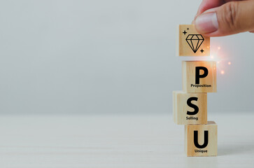 Unique selling proposition (USP), marketing strategy concept. The competitive advantage of product and service and attract customers. Differentiate from the competition, unique benefits and features.