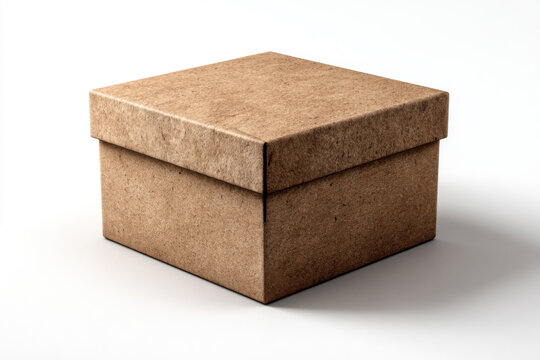 Empty cardboard box placed centrally on a pure white background. Ideal for e-commerce, logistics, moving, or product mockup themes