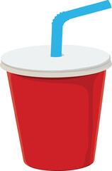 Soda cup with blue straw and lid vector illustration