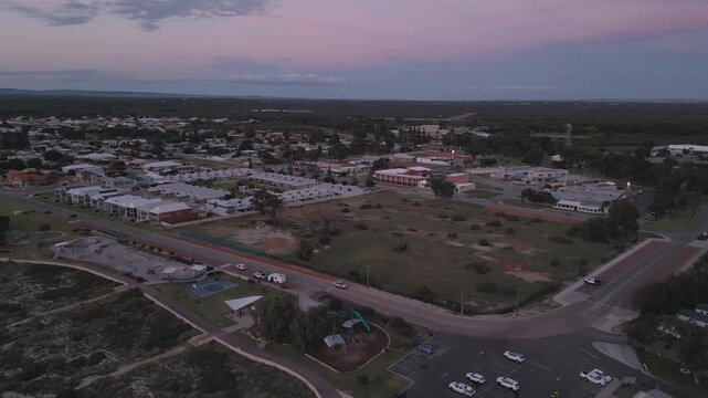 Panning drone footage of Jurien Bay at Sunset in Winter