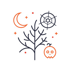 Christmas Holiday Bow and Holly Leaves Line Art Set / Festive Decoration Vector