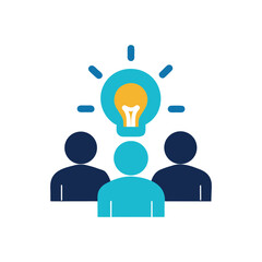 Team Brainstorming Idea Icon / Group Collaboration and Innovation Concept