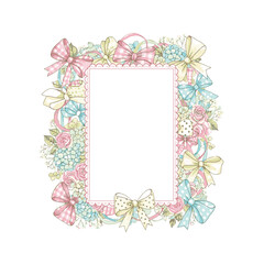 Watercolor frame with flowers and butterflies for weddign card greeting car, png transparent background, pastel colors wildflower frame