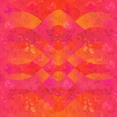 Shining floral pattern in orange colors. Vintage embroidered flowers. Fabulous seamless botanical pattern.