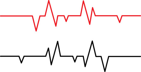 Two heartbeat ekg waves one red one black