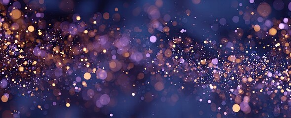 Vibrant bokeh lights creating a shimmering stream across a dark blue background