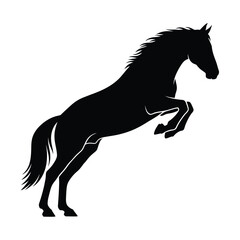 Elegant Black Horse Silhouette Leaping with Grace and Power