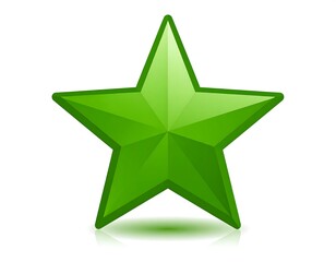 Obraz premium A bright green star casts a soft shadow, its form defined by internal shading and a subtle outline