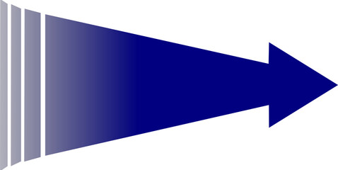 Blue gradient arrow pointing right with a segmented tail on a white background, symbolizing progress and direction.