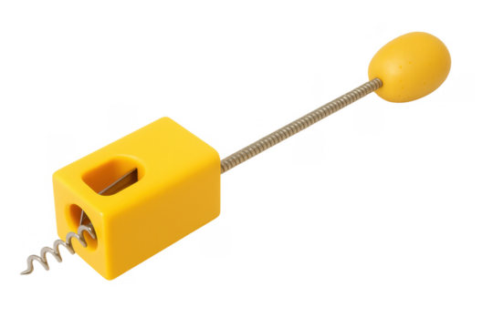 Yellow corkscrew with foil cutter and bottle opener