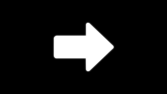 Right White arrow icon animation on Black Background.