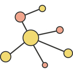 Abstract Network Structure with Connected Yellow and Orange Circles on Transparent Background Digital Art