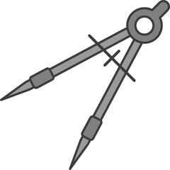 A Gray Metal Drawing Compass Tool Isolated On A White Background For Precise Geometric Measurement And Drafting Education Or Technical Illustration