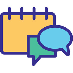 Calendar Event Reminder With Speech Bubbles For Communication And Scheduling In A Clean Minimalist Design With Blue Orange And Green Colors