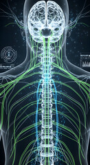 Human Body Anatomy with Brain, Spinal Cord and Nerves