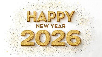 Golden 2026 Glitter Typography with Sparkling Decorative Background
