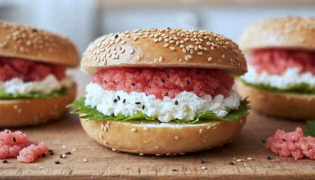 和と洋の絶妙なハーモニー：明太子大葉クリームチーズベーグル