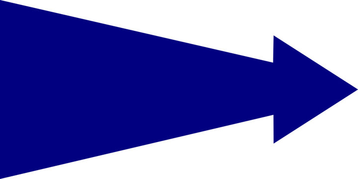 A simple graphic of a solid dark blue arrow pointing to the right, isolated on a white background.