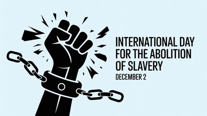 International Day for the Abolition of Slavery, December 2, fist breaking chains symbol