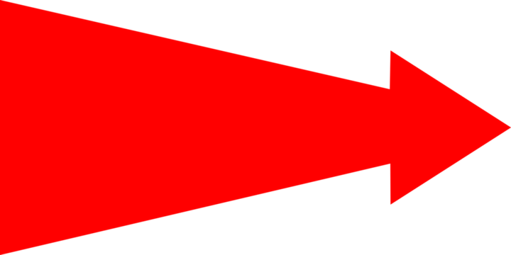 A bold, solid red arrow pointing to the right, isolated on a plain white background.