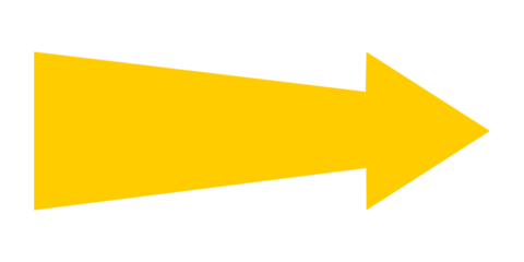 A simple, bold yellow arrow pointing to the right on a clean white background.