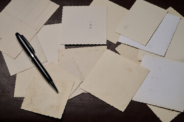 The reverse side of several old photos