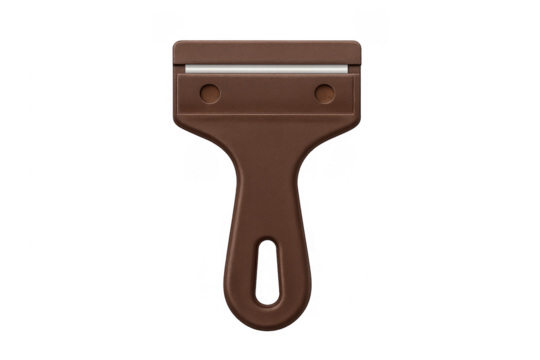 Brown window scraper tool with blade on transparent background