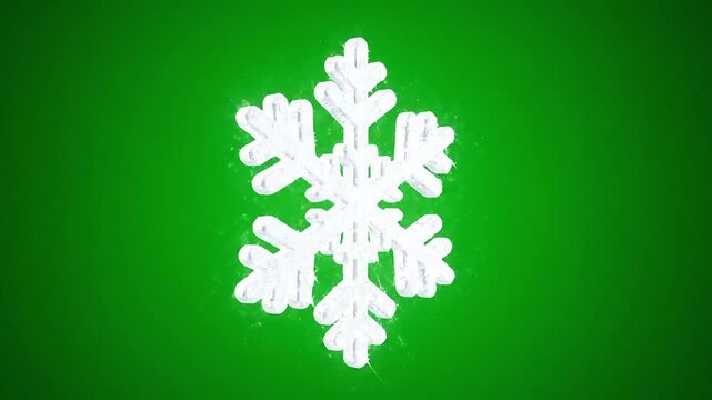 Delicate white snowflake on a vibrant green background, symbolizing winter and frost