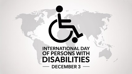 International Day of Persons With Disabilities December 3, wheelchair icon, world map background