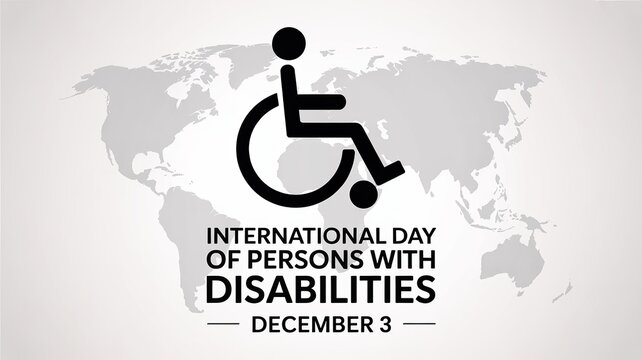 International Day of Persons With Disabilities December 3, wheelchair icon, world map background