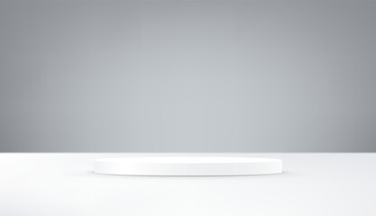Gray background vector 3d with White podium Space for selling products on the website. Abstract wallpaper design with copy space to display your products. Vector illustration.